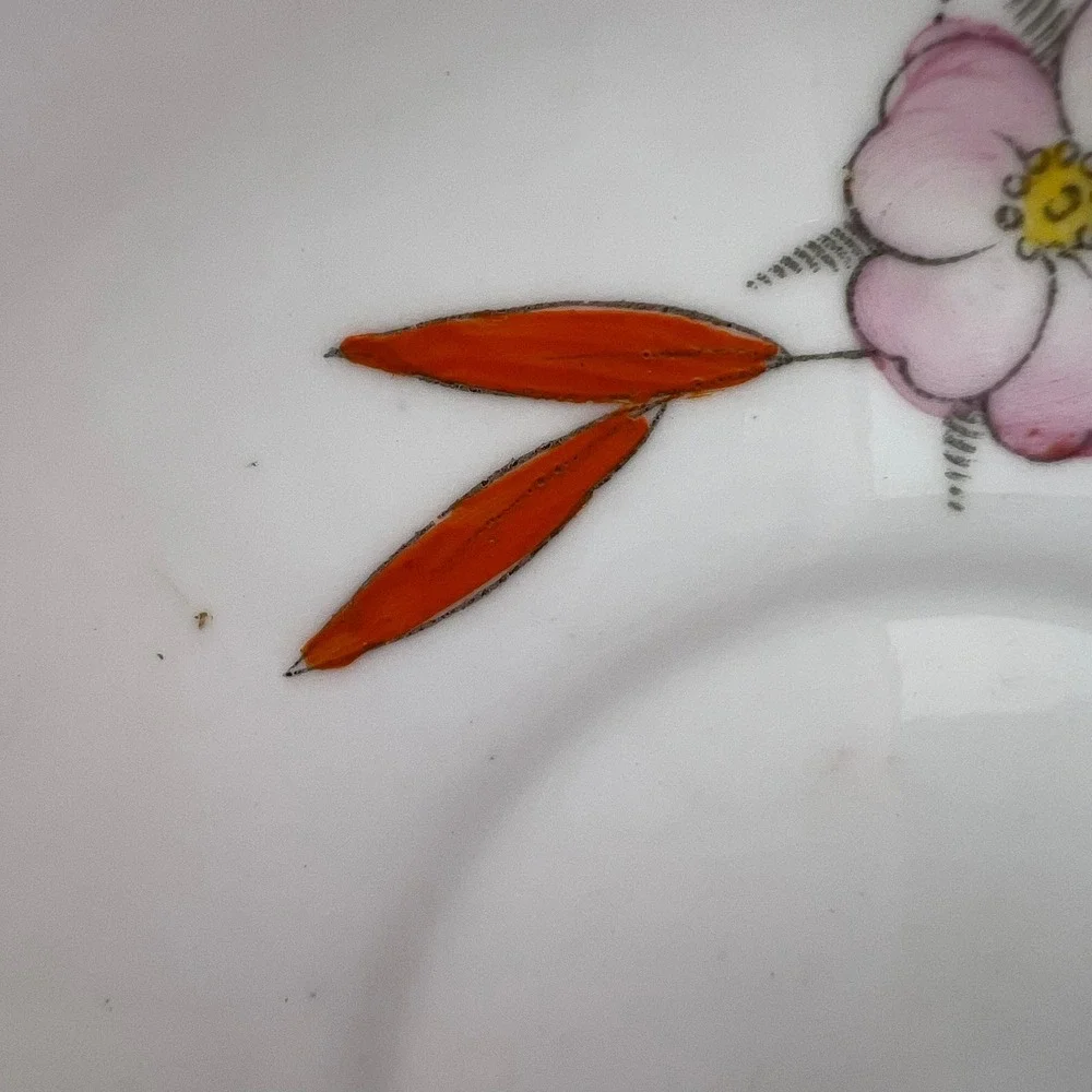 VTG Phoenix China England Floral Cup & Saucer TF&S Ltd Hand Painted Handle 1930s